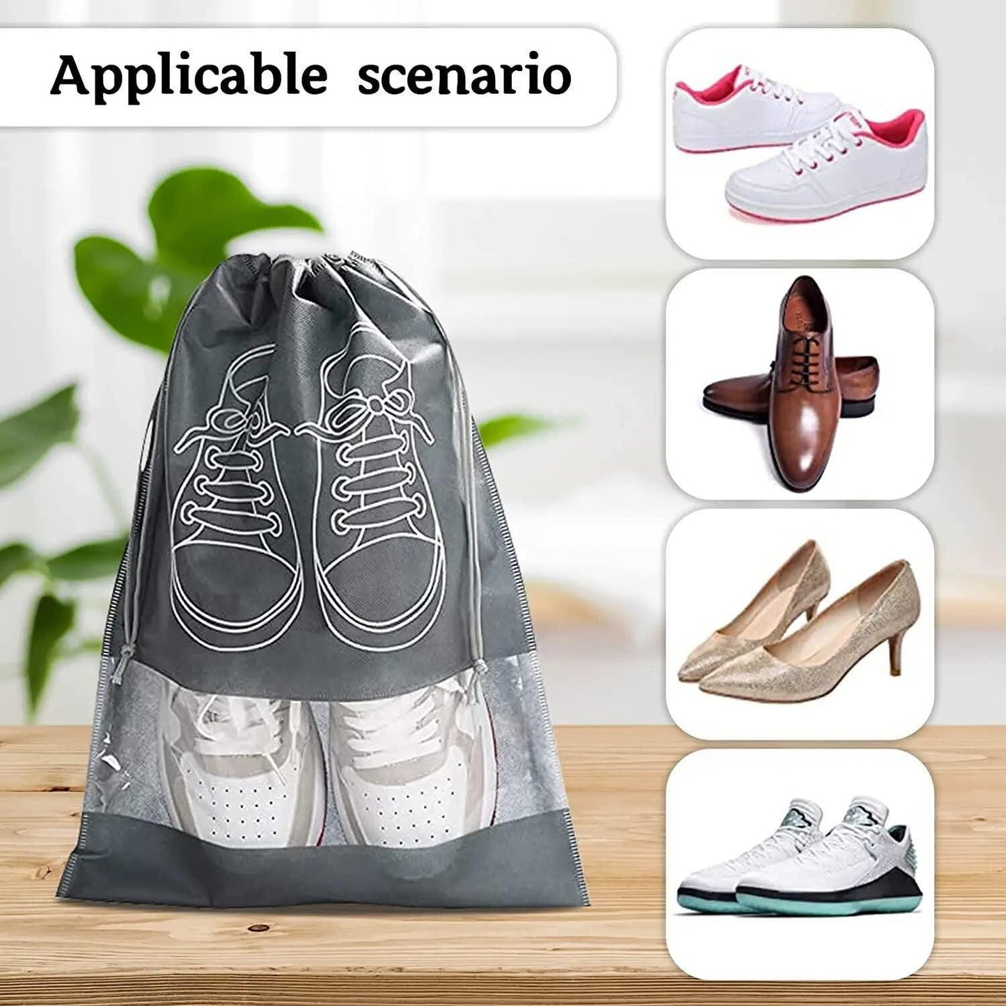 Shoe Bag - Transparent Window Portable Travel Dust-Proof 5 Shoe Bags
