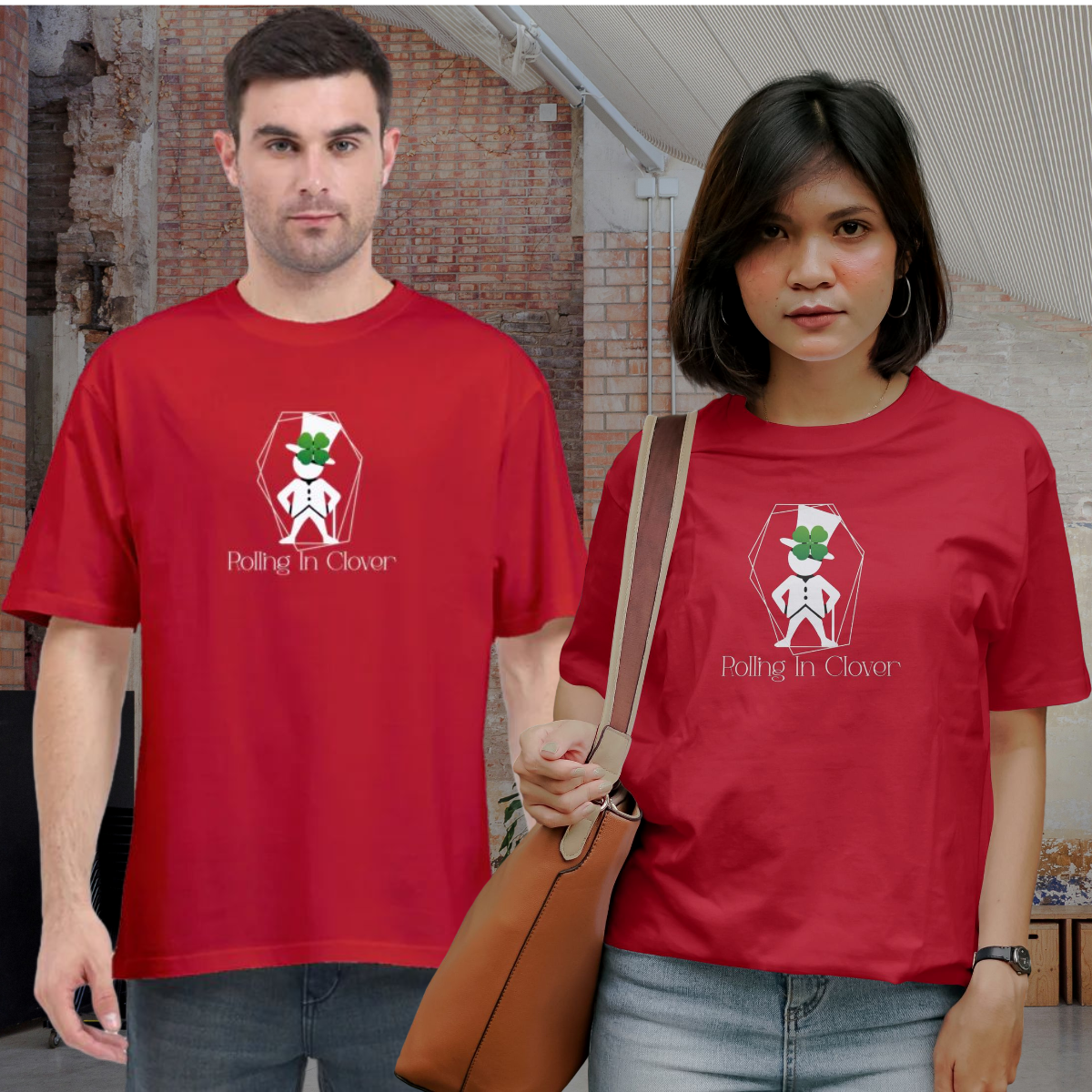 BaeBaak Unisex Oversized T Shirt - Rolling In Clover