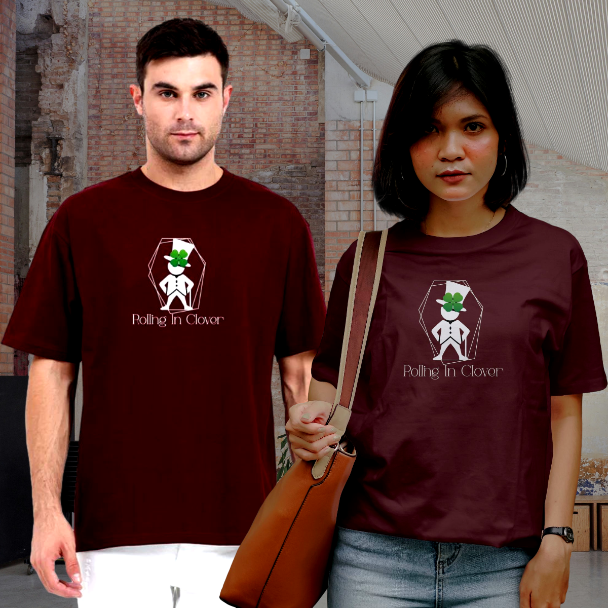 BaeBaak Unisex Oversized T Shirt - Rolling In Clover