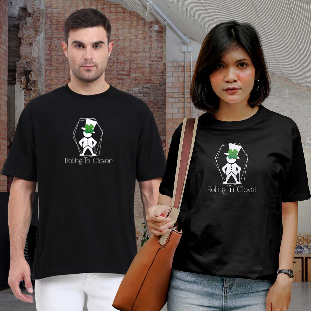 BaeBaak Unisex Oversized T Shirt - Rolling In Clover