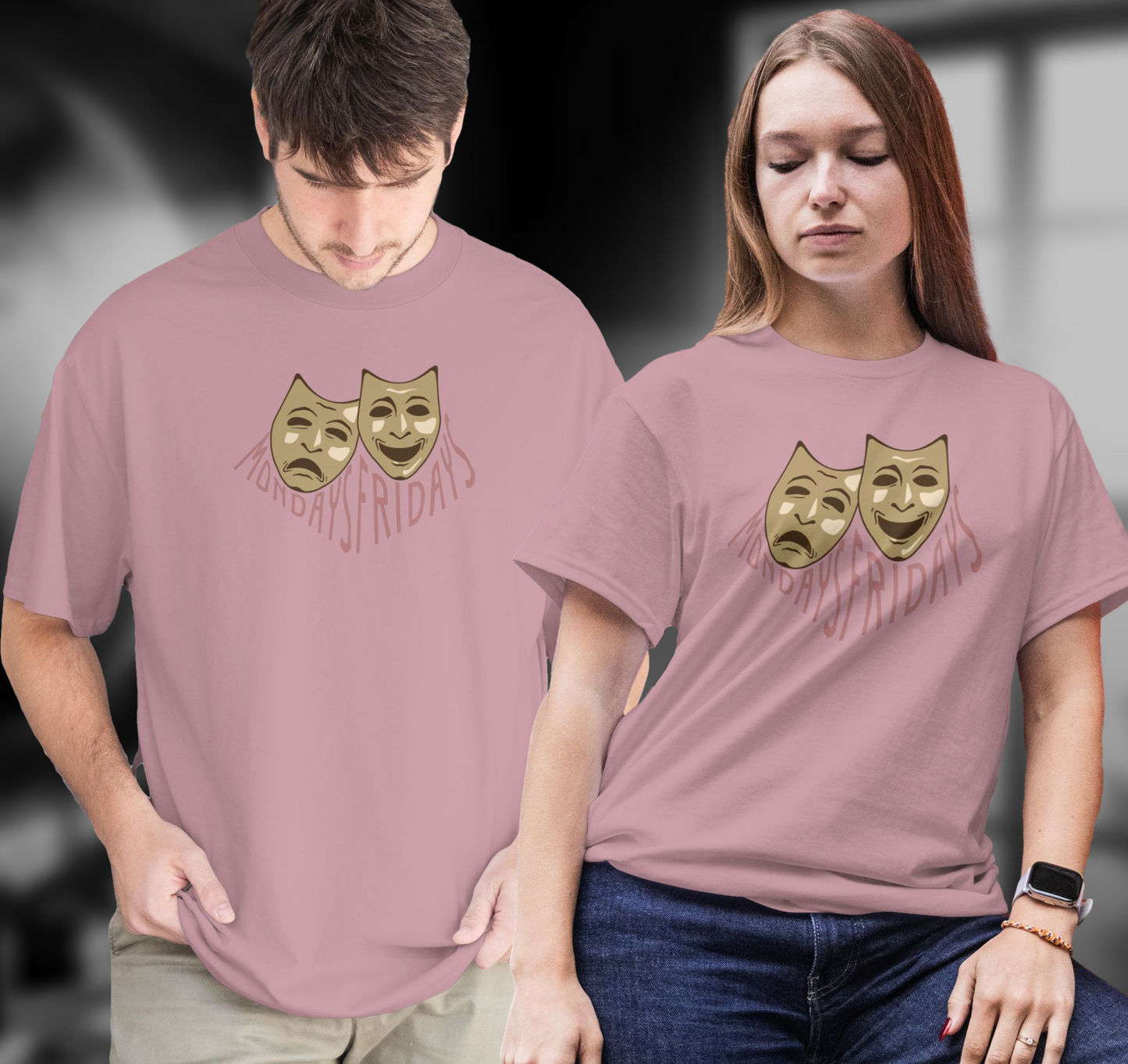 Funny Monday vs Friday T-Shirt – Comedy & Tragedy Sarcastic Tee