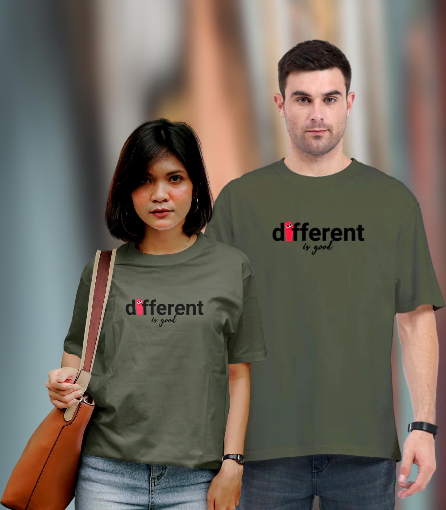 Stylish Design "Different Is Good" Unisex Oversized T-shirt