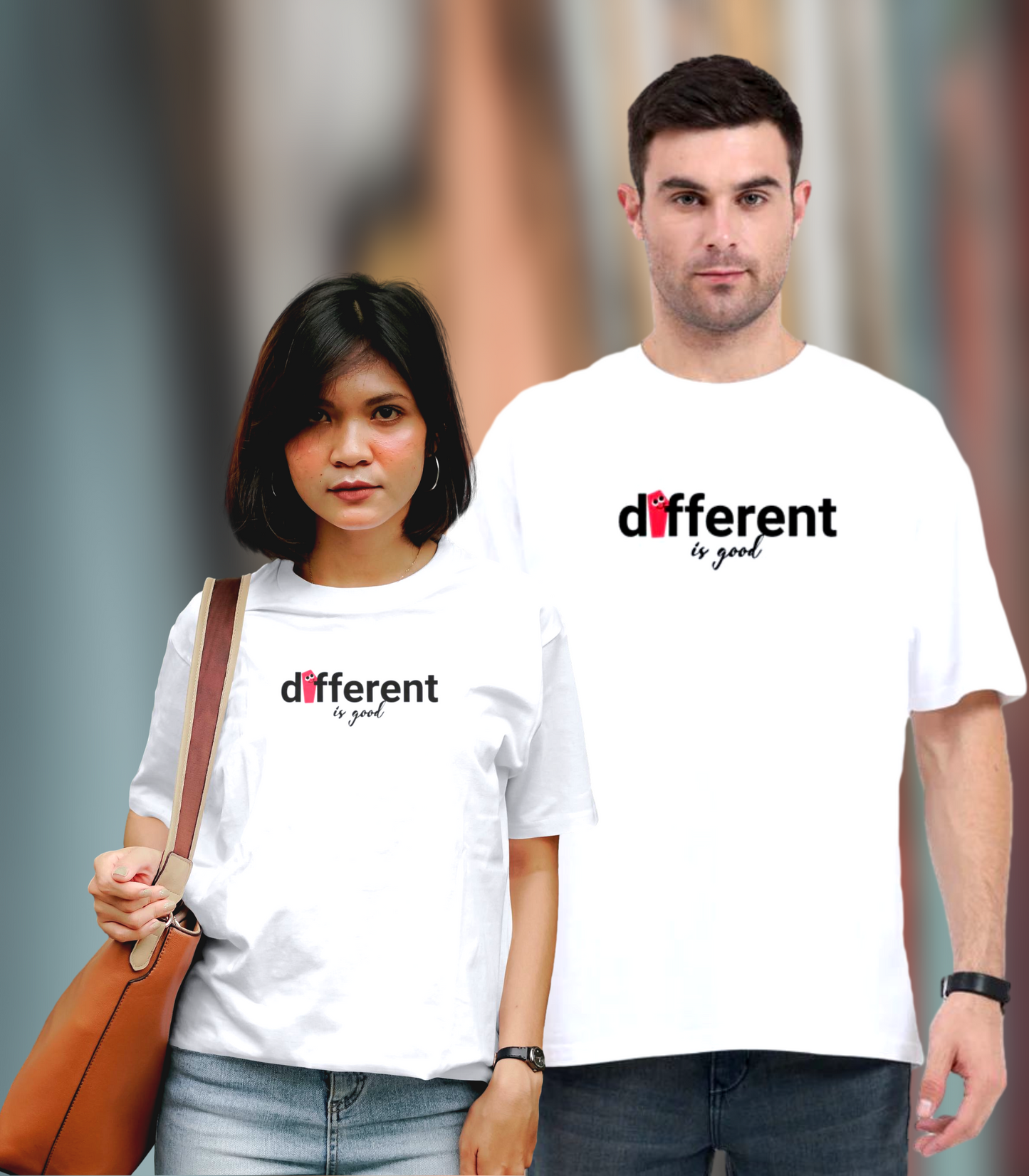 Stylish Design "Different Is Good" Unisex Oversized T-shirt