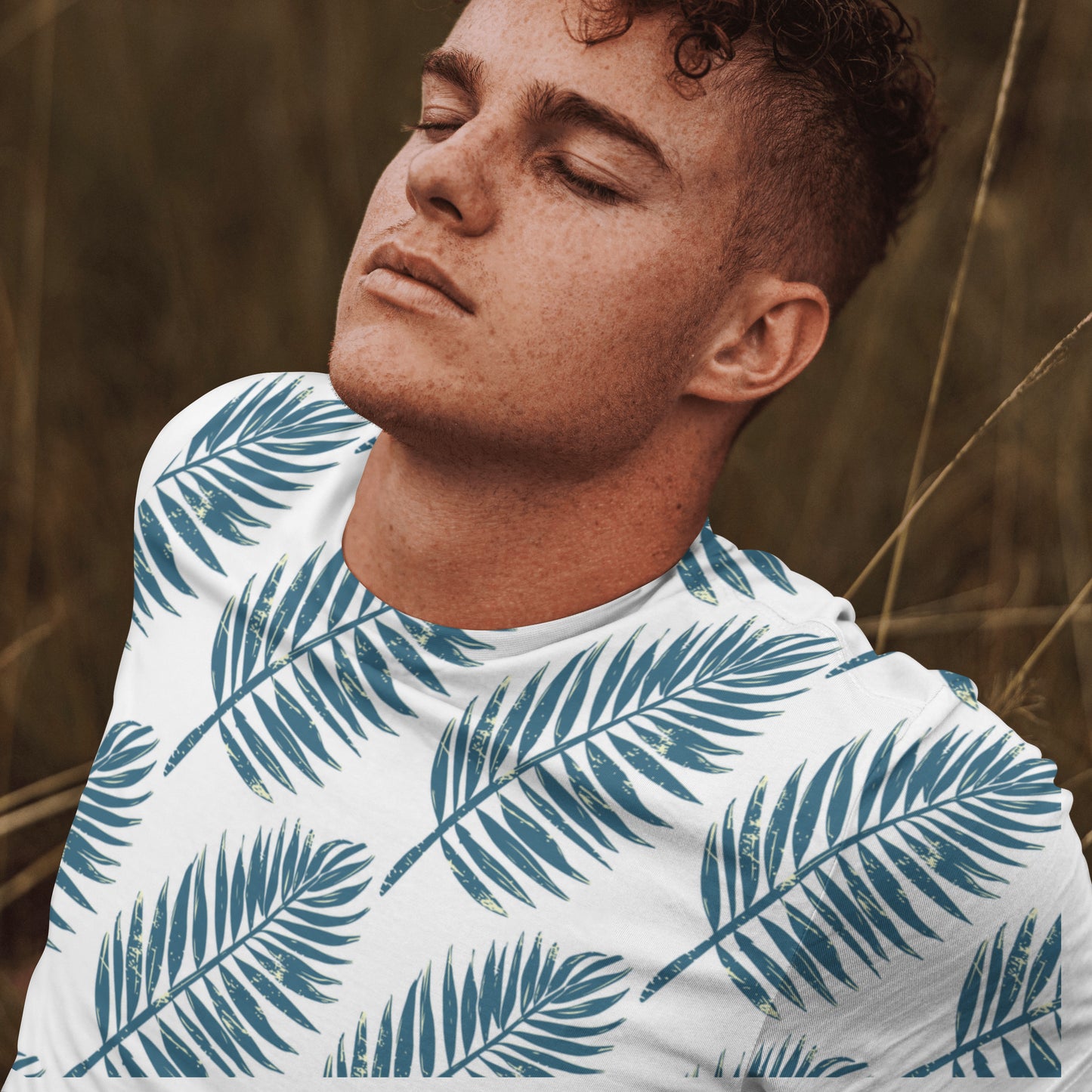 Coastal Breeze Unisex Oversized Tee – Palm Print Edition