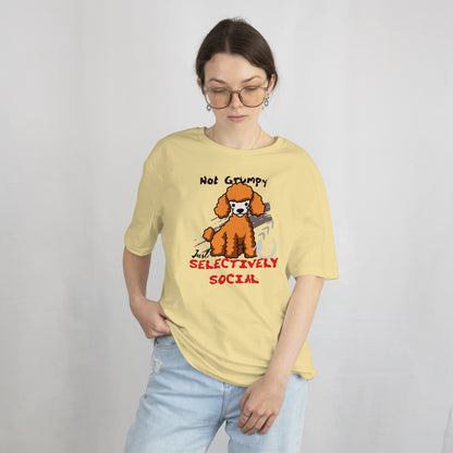 Selectively Social Poodle Unisex Oversized T-Shirt – Funny Introvert Tee