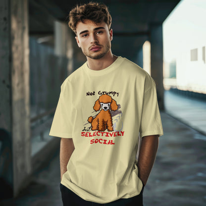 Selectively Social Poodle Unisex Oversized T-Shirt – Funny Introvert Tee