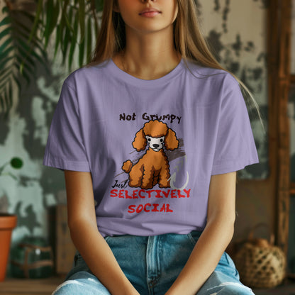 Selectively Social Poodle Unisex Oversized T-Shirt – Funny Introvert Tee