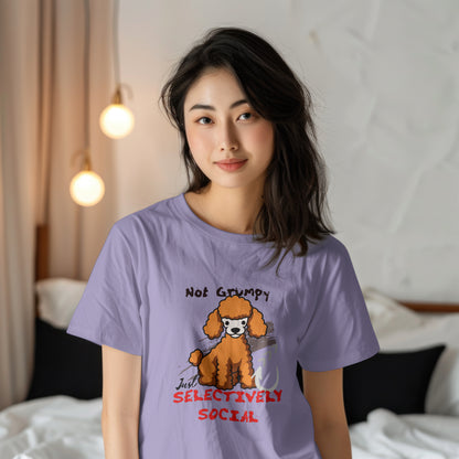 Selectively Social Poodle Unisex Oversized T-Shirt – Funny Introvert Tee