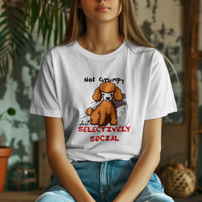 Selectively Social Poodle Unisex Oversized T-Shirt – Funny Introvert Tee