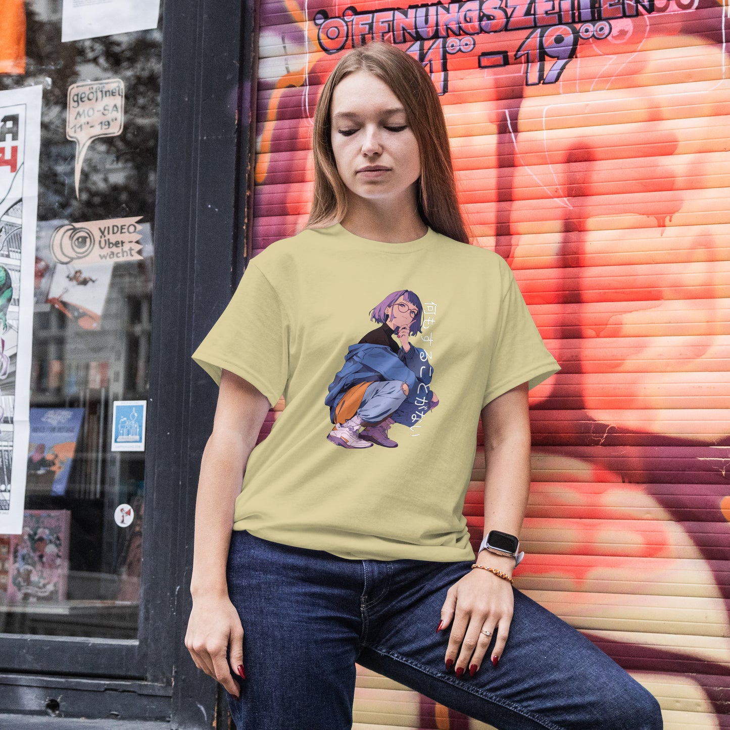 Urban Anime Girl Oversized Graphic Tee – Streetwear Aesthetic T-Shirt for Women