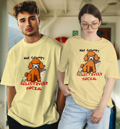 Selectively Social Poodle Unisex Oversized T-Shirt – Funny Introvert Tee