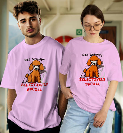 Selectively Social Poodle Unisex Oversized T-Shirt – Funny Introvert Tee